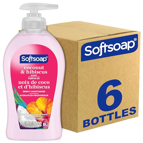 Softsoap Liquid Hand Soap - Hydrating Coconut & Hibiscus, Paraben-Free, 11.25oz (Pack of 6)