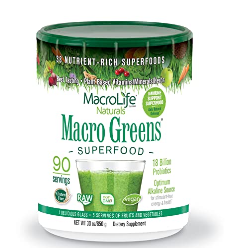 MacroLife Naturals Superfood Powder - Immunity, Energy & Gut Balance - Non-GMO, Vegan - 30oz