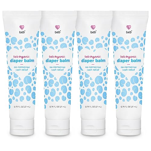 BEB Organic Diaper Balm - Protects Sensitive Skin, Vegan Ingredients, For Preemies - 4ct x 0.74oz