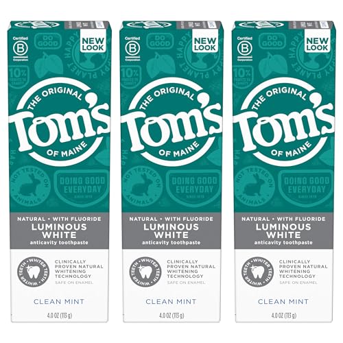 Tom's of Maine Toothpaste - Whitening, Fluoride Protection, Natural Ingredients - 3-Pack, Clean Mint