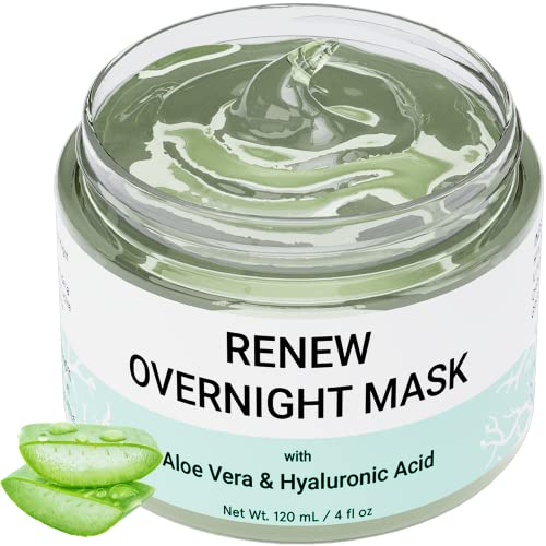 Doppeltree RENEW Overnight Facial Mask - Hydrating Aloe Vera & Hyaluronic Acid, Vegan - 3.4oz