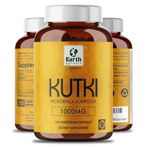 Earth BOTANIC Organic Kutki Root Powder - Vegan Herbal Supplement, Non-GMO, 120 Capsules