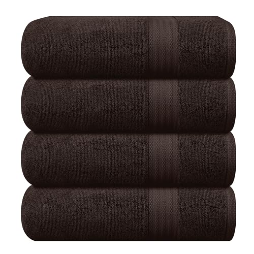 GLAMBURG Premium Cotton Bath Towel Set - Ultra Soft & Absorbent, Natural Materials - 4 Towels 27x54