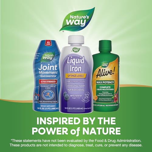 Nature's Way Liquid Iron - Restores Energy, Sugar-Free Berry Flavor, Gluten-Free - 16 Fl. Oz.