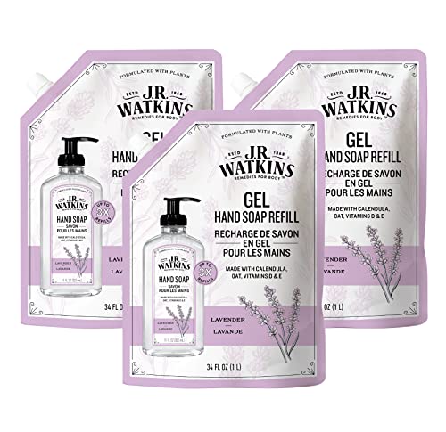 J.R. Watkins Hand Soap Refill - Moisturizing, Alcohol-Free, Lavender - 34 Fl Oz (Pack of 3)