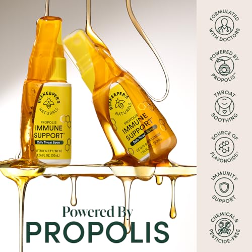 Beekeeper's Naturals Propolis Throat Spray - Natural Immune Support, Pesticide-Free - 1.06 oz