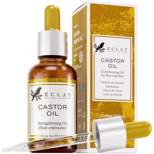 Eclat Skincare Organic Castor Oil - Promotes Hair Growth, Hydrates Skin - 1 fl oz + Applicator