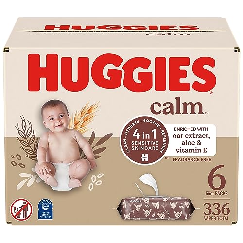 Huggies Calm Baby Wipes - Hypoallergenic, Plant-Based, Sensitive Skin Care - 336 Wipes Total