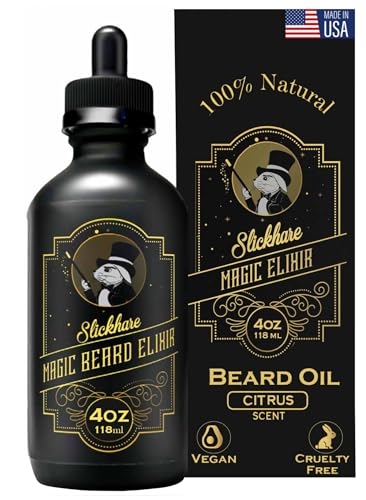 Slickhare Magic Beard Elixir - Natural Hair Growth & Conditioning Oils, 4 Fl Oz