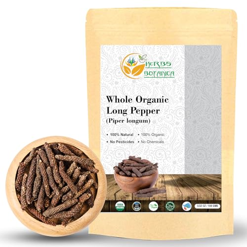 Herbs Botanica Long Pepper Whole - Aromatic Spice for Digestion & Nutrient Absorption - 3.52oz