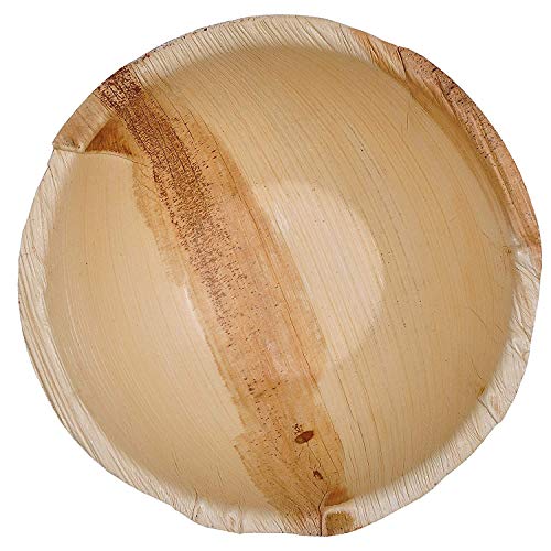 Atmos Green 100 Pack Palm Leaf Plates - Biodegradable, Chemical-Free, 6-Inch Deep Bowls