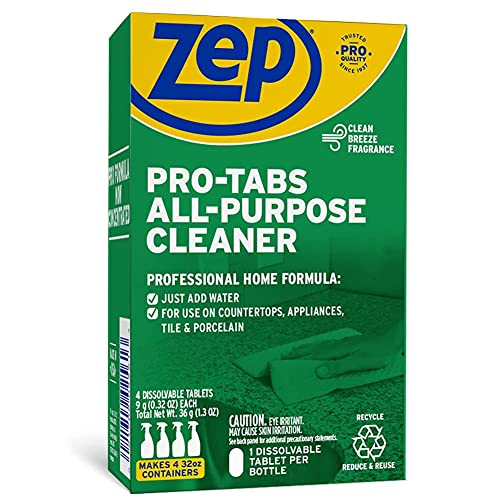 Zep PRO-TABS All Purpose Cleaner - Effervescent Tablets, Powerful Cleaning, Just Add Water - 4 Count