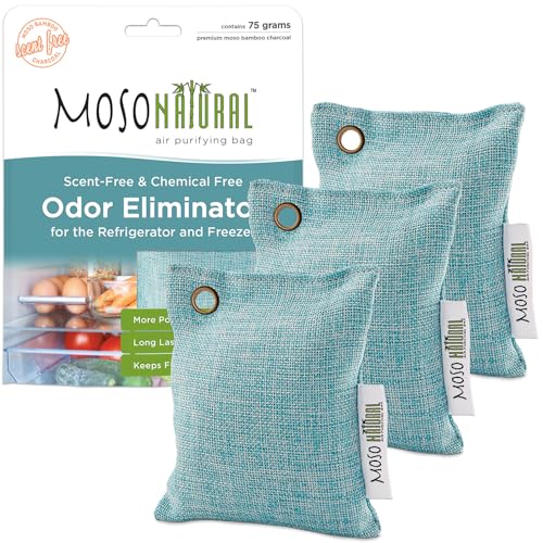 Moso Natural Refrigerator Deodorizer - Bamboo Charcoal Odor Eliminator, Long-Lasting - 3 Pack