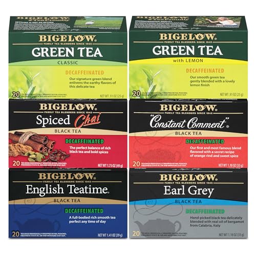 Bigelow Tea Decaffeinated Variety Pack - 120 Individually Wrapped Bags, Gluten-Free, Kosher