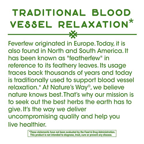 Nature's Way Feverfew Herbal Supplement - Supports Blood Vessel Relaxation, Non-GMO - 180 Vegan Caps