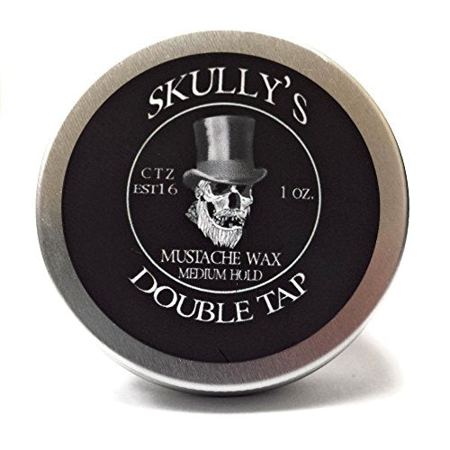 Skully's Double Tap Mustache Wax - Medium Hold, Barber Shop Scent, Petroleum Free - 1 oz