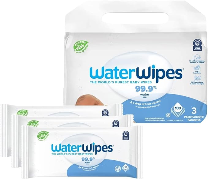 WaterWipes Baby Wipes - 99.9% Purified Water, Hypoallergenic for Sensitive Skin - 300 Count