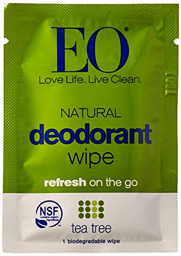 EO Essential Oil Blend - Tea Tree Deodorant Wipes, Organic & Refreshing - 6 Count