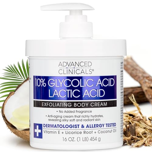 Advanced Clinicals Body Lotion - Gentle AHA Exfoliation, Hydrating Formula for Bumpy Skin - 16oz