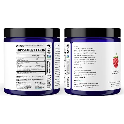 Ora Organic Probiotic Powder - 20 Billion CFU, Vegan & Non-GMO, Apple Raspberry - 30 Servings