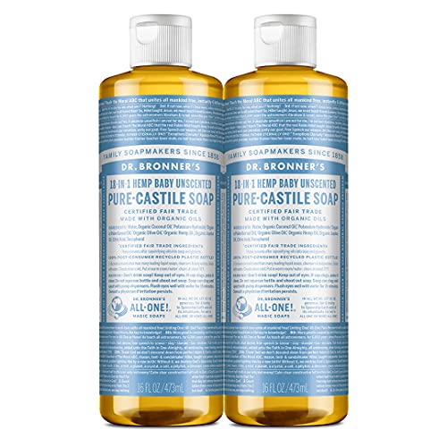 Dr. Bronner's Pure-Castile Liquid Soap - Organic & Fair Trade, Baby Unscented, 16oz 2-Pack
