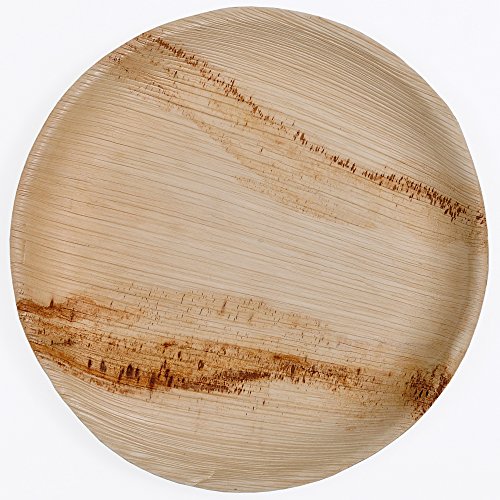 Atmos Green 9" Round Palm Leaf Plates - 100% Biodegradable, Heavy Duty for Events - 100 Pack