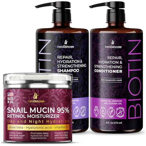 InstaSkincare Biotin Shampoo & Conditioner Set - Nourishes & Strengthens Hair Growth - 1.7oz