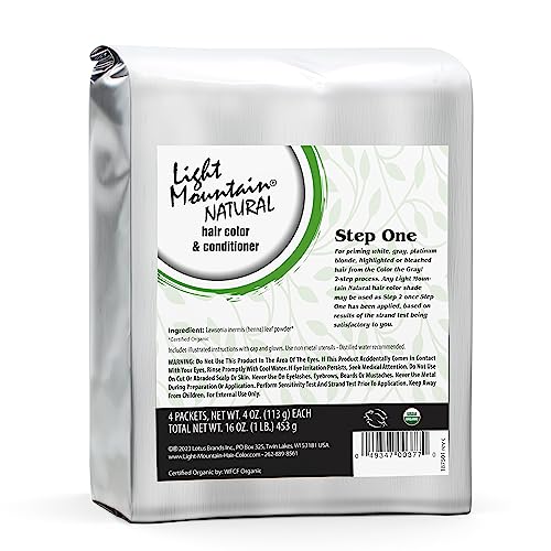Light Mountain Natural Hair Dye Step 1 - Non-Toxic Gray Coverage, Botanical Ingredients - 16oz