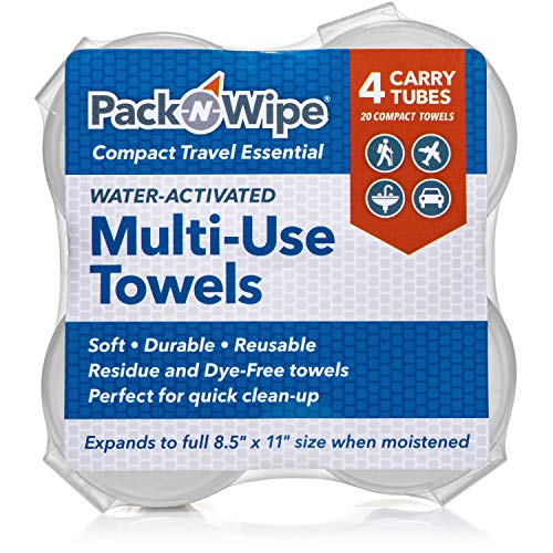 Pack-n-Wipe Disposable Compressed Towels - Absorbent, Biodegradable, 25 Towels, 8.5"x11"