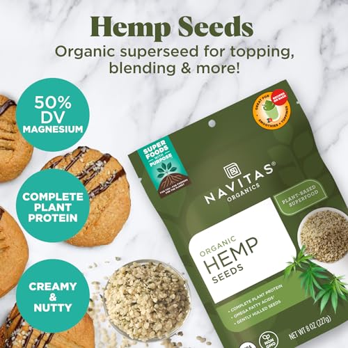 Navitas Organics Raw Hemp Seeds - Complete Protein, Omega Fatty Acids, Gluten-Free - 8oz