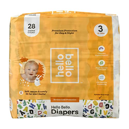 Hello Bello Premium Baby Diapers - Extra-Absorbent, Hypoallergenic, Soft Fit - Size 3, 27 Count