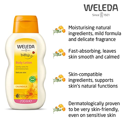 Weleda Baby Lotion - Comforts Delicate Skin with Calendula & Chamomile - 6.8 Fl Oz