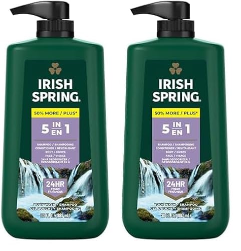 Irish Spring 5 in 1 Body Wash - Fresh All-Day Clean, Biodegradable Ingredients - 30oz Pack of 2