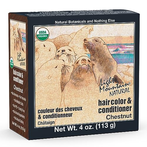 Light Mountain Natural Hair Dye - Nourishing Color, Organic Henna & Botanicals - Chestnut, 4oz