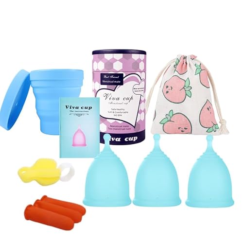 Florauspicious Menstrual Cup - Comfortable, Leak-Proof, Hypoallergenic - Pack of 3, Large, Green