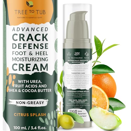 Tree to Tub Foot Cream - Intense Hydration for Cracked Heels, Citrus Scent, Non-Greasy - 4oz