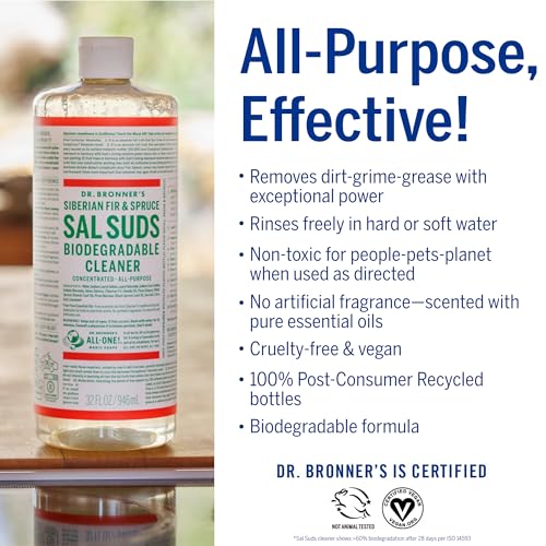 Dr. Bronner's Sal Suds Cleaner - Powerful Plant-Based Formula, Biodegradable, 32 oz