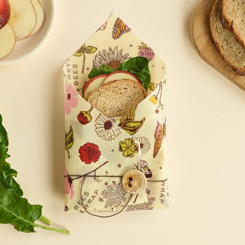 Bee's Wrap Food Storage Bundle - Vegan, Organic Cotton, Reusable Bags & Wraps - 3 Pack