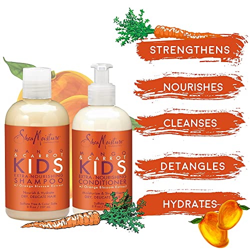 Shea Moisture Kids Shampoo & Conditioner Set - Extra-Nourishing, Organic Ingredients - 8oz & 7.7oz