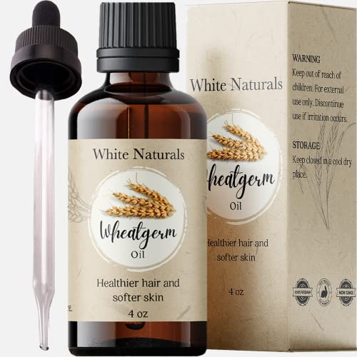 White Naturals Organic Wheat Germ Oil - Rich in Vitamin E, 100% Pure, Cold-Pressed - 4oz
