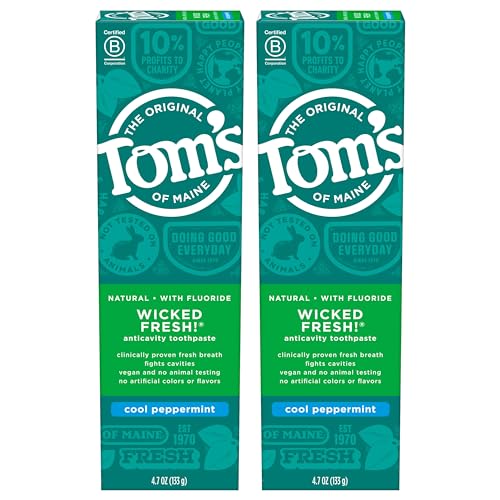 Tom's of Maine Fluoride Toothpaste - Fresh Breath, Cavity Protection, Cool Peppermint - 2 Pack