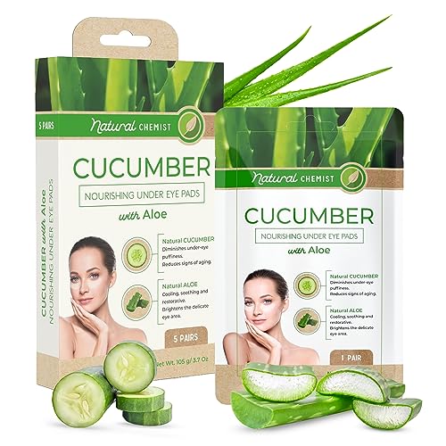 Natural Chemist Eye Wrinkle Pads - Reduces Dark Circles, Hydrating Cucumber & Aloe - 5 Pairs