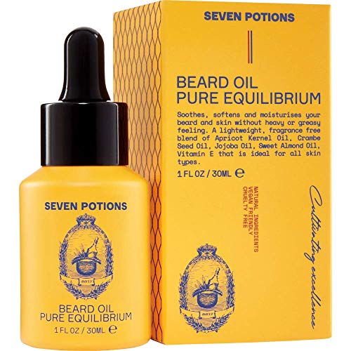 SEVEN POTIONS Beard Oil - Softens & Conditions, Natural Jojoba Oil - 1 fl oz Fragrance Free