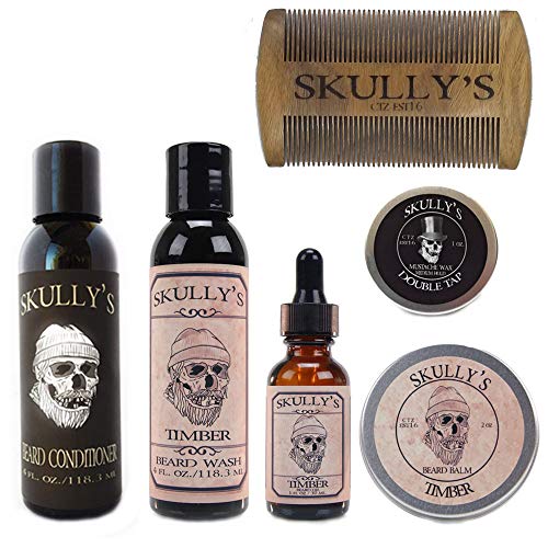 Skully's Men's Grooming Set - Nourishing Beard Care, Warm Amber Scent - 6 Essential Products