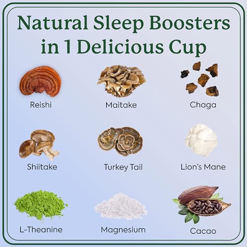 NightLight Mushroom Cacao Mix - Sleep Support with Magnesium & Mushrooms, 14 Servings