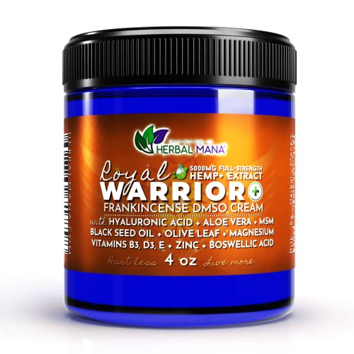 Herbal Mana Royal Warrior Muscle Rub - 5000mg Hemp & DMSO for Pain Relief, 4oz