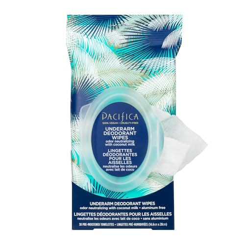 Pacifica Beauty Deodorant Wipes - Neutralizes Odor, Gentle on Skin, Coconut Scent - 30 Count