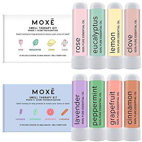 MOXĒ Aromatherapy Smell Training Kit - Restore & Diversify Sense of Smell, 8 Essential Oils