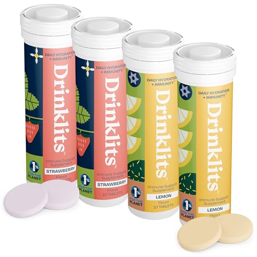 Drinklits Immune Defense Supplement - Antioxidants & Amino Acids, Lemon & Strawberry - 40 Servings