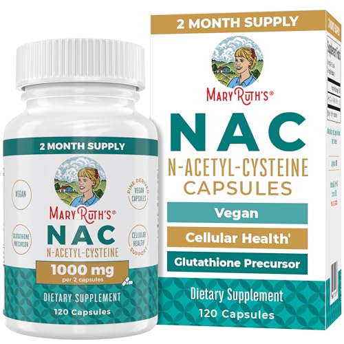 MaryRuth Organics Dietary Supplement - N-Acetyl Cysteine 1000mg, Vegan, Non-GMO - 120 Capsules